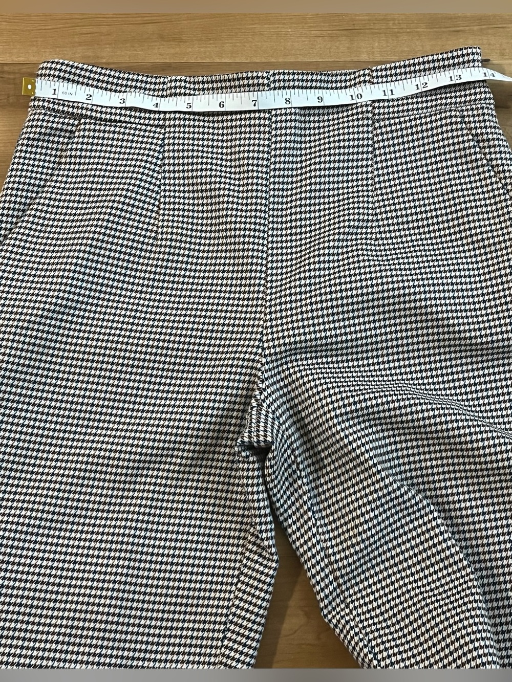 Zara Woman Houndstooth Ankle Straight Leg Pants XS Brown Black - Picture 7 of 10